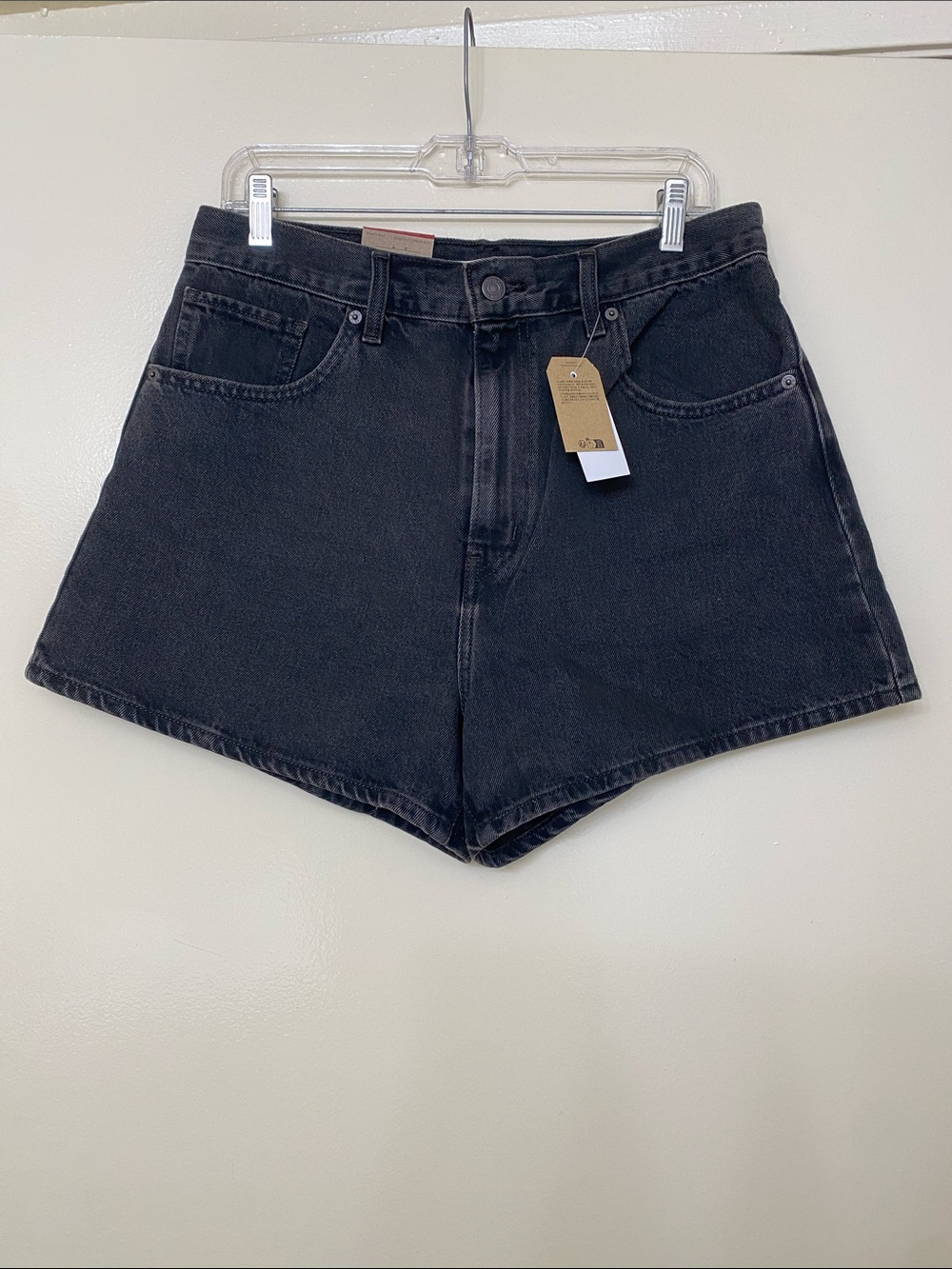 High-Waist Black Denim Mom Shorts